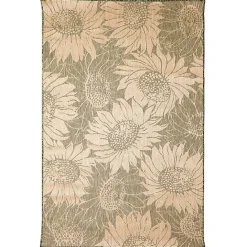 Sale Kirklands Home Green Floral Blooms Outdoor Area Rug, 4x7