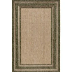 New Kirklands Home Green Framed Border Outdoor Area Rug, 7x9