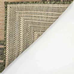 New Kirklands Home Green Framed Border Outdoor Area Rug, 7x9
