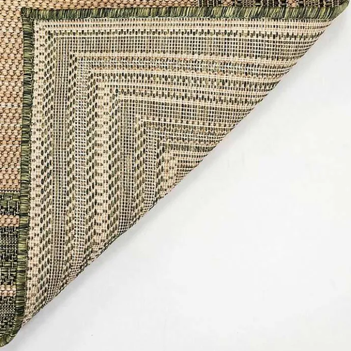 New Kirklands Home Green Framed Border Outdoor Area Rug, 7x9
