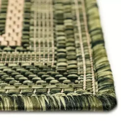 New Kirklands Home Green Framed Border Outdoor Area Rug, 7x9