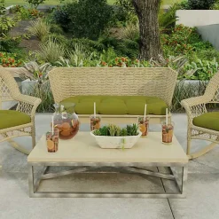 Clearance Kirklands Home French Edge Outdoor Wicker Settee Cushion Green