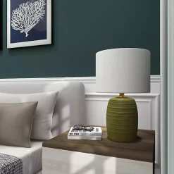 Hot Kirklands Home Green Glass Fiola Table Lamp White