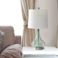 Discount Kirklands Home Green Glass Ripple Table Lamp White
