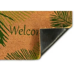 Online Kirklands Home Green Palm Fronds Welcome Coir Doormat