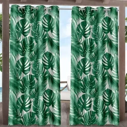 Outlet Kirklands Home Green Palm Leaf Outdoor Curtain Panel Set, 96 in.