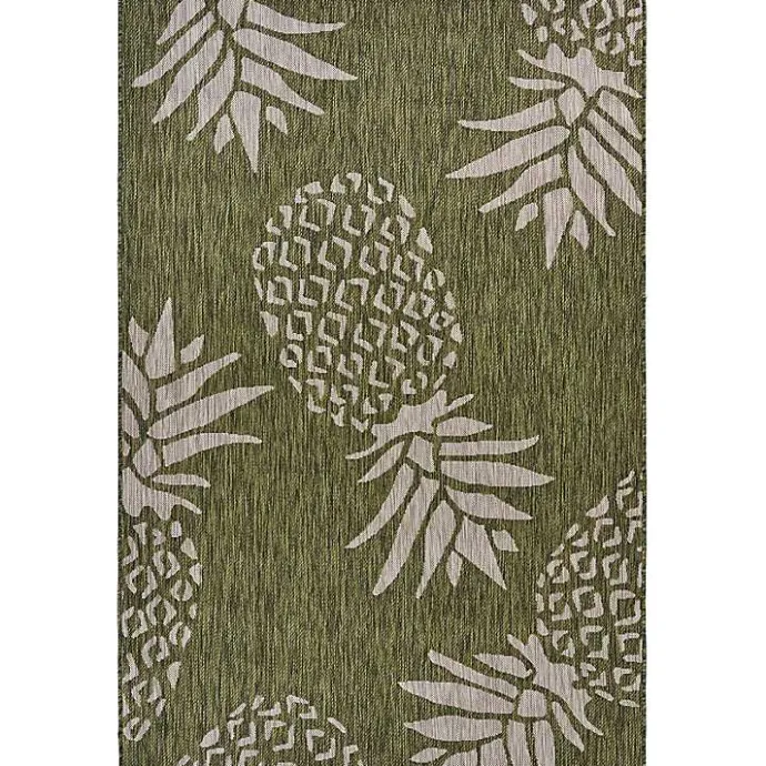 Sale Kirklands Home Green Pineapple Outdoor Area Rug, 7x9
