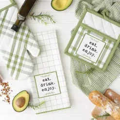 Hot Kirklands Home Green Plaid Eat Drink Enjoy 4-pc. Dish Towel Set