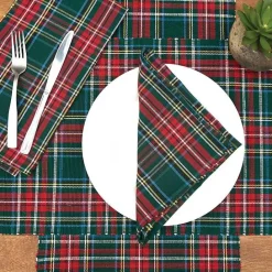 Kirklands Home Red Jewel Plaid Christmas Table Runner Green
