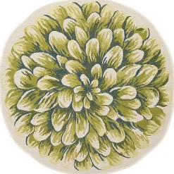 Outlet Kirklands Home Round Floral Bloom Indoor/Outdoor Rug, 3x3 Green