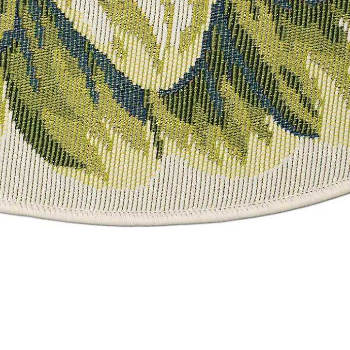 Outlet Kirklands Home Round Floral Bloom Indoor/Outdoor Rug, 3x3 Green