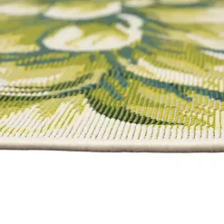 Outlet Kirklands Home Round Floral Bloom Indoor/Outdoor Rug, 3x3 Green