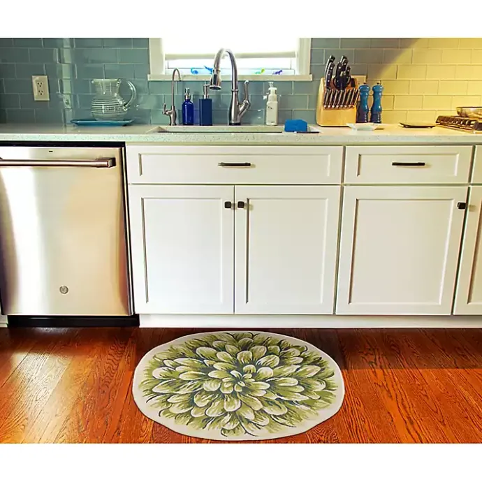 Outlet Kirklands Home Round Floral Bloom Indoor/Outdoor Rug, 3x3 Green