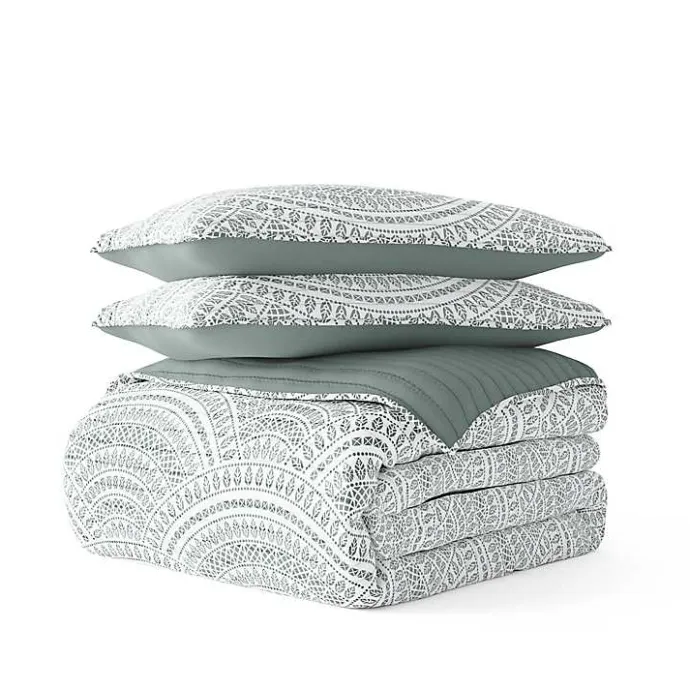 Sale Kirklands Home Green Scalloped Reversible 2-pc. Twin Quilt Set