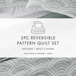 Sale Kirklands Home Green Scalloped Reversible 2-pc. Twin Quilt Set