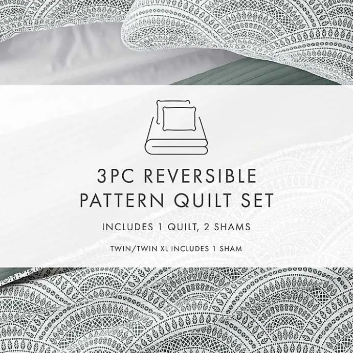 Sale Kirklands Home Green Scalloped Reversible 2-pc. Twin Quilt Set