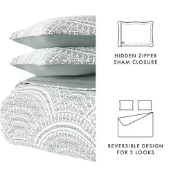 Hot Kirklands Home Green Scalloped Reversible 3-pc. Queen Quilt Set