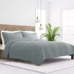 Clearance Kirklands Home Stitched Diamond 3-pc. Queen Quilt Set Green