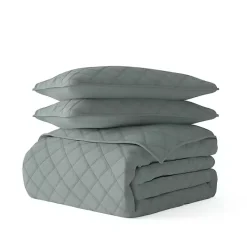 Clearance Kirklands Home Stitched Diamond 3-pc. Queen Quilt Set Green