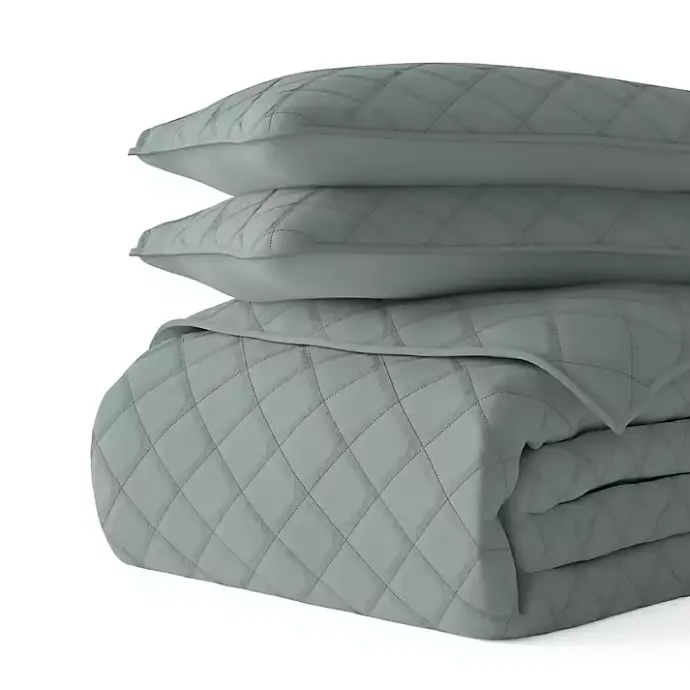 Clearance Kirklands Home Stitched Diamond 3-pc. Queen Quilt Set Green