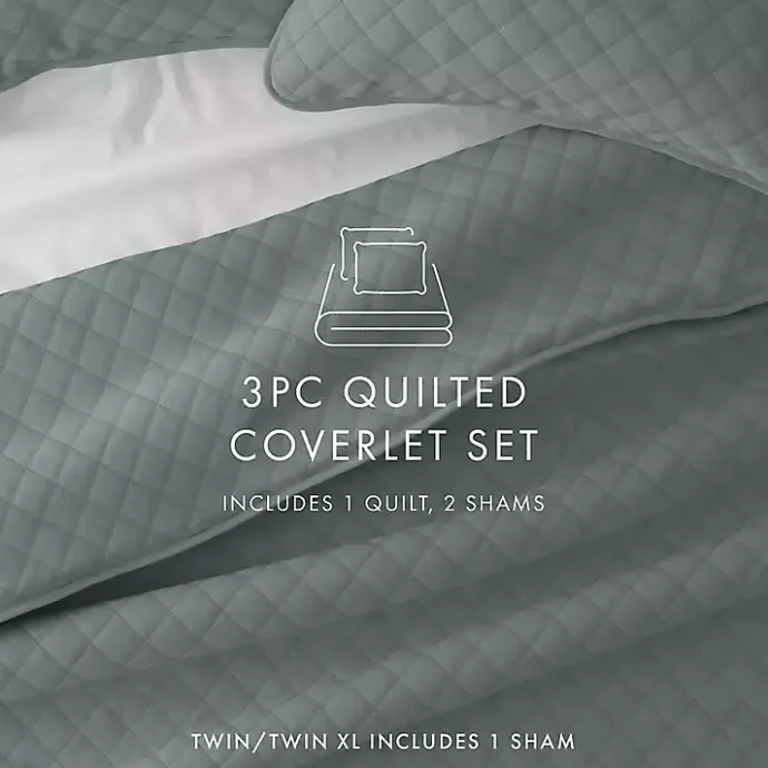 Clearance Kirklands Home Stitched Diamond 3-pc. Queen Quilt Set Green