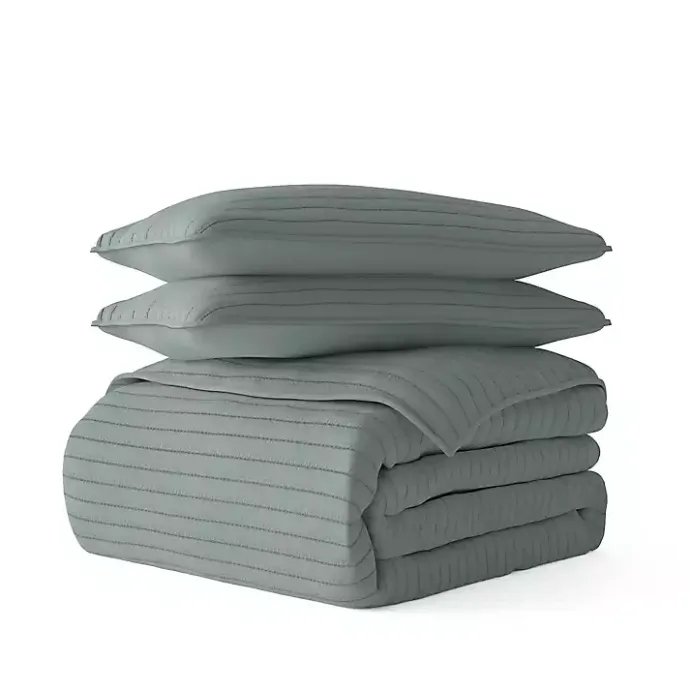Best Kirklands Home Stitched Stripes 2-pc. Twin Quilt Set Green
