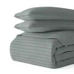 Best Kirklands Home Stitched Stripes 2-pc. Twin Quilt Set Green