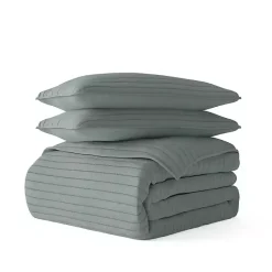 Clearance Kirklands Home Stitched Stripes 3-pc. Queen Quilt Set Green