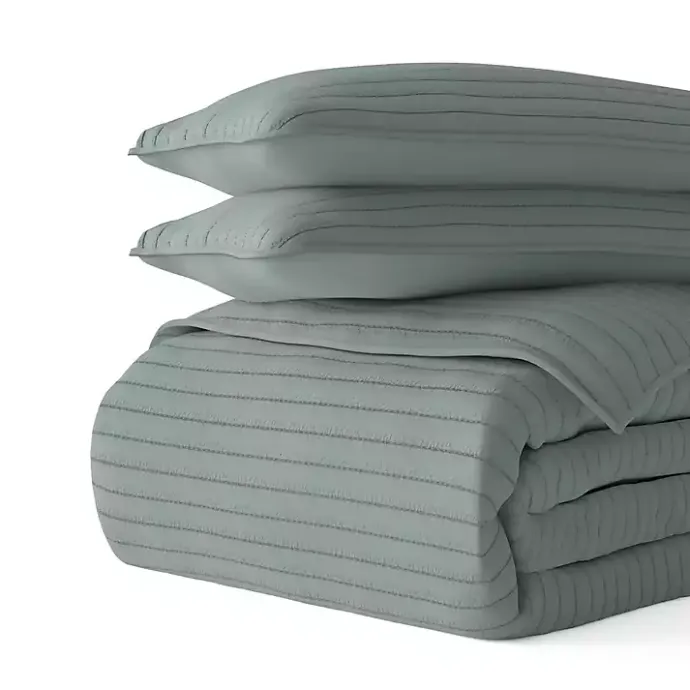 Outlet Kirklands Home Stitched Stripes 3-pc. King Quilt Set Green