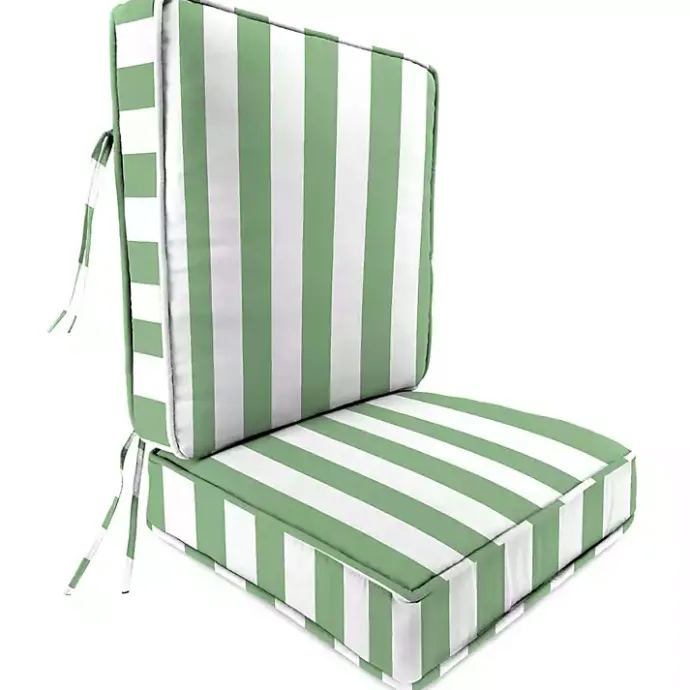 Hot Kirklands Home Green Striped Outdoor Deep Seat Cushion