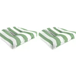 New Kirklands Home Stripes Outdoor Chair Cushions, Set of 2 Green