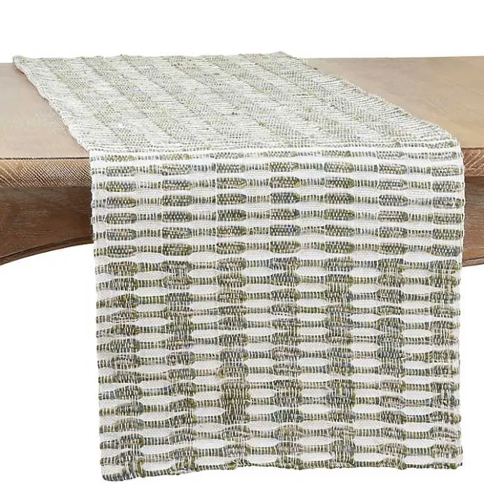 Discount Kirklands Home Green Tea Woven Stripe Table Runner, 54 in.