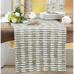 Discount Kirklands Home Green Tea Woven Stripe Table Runner, 54 in.