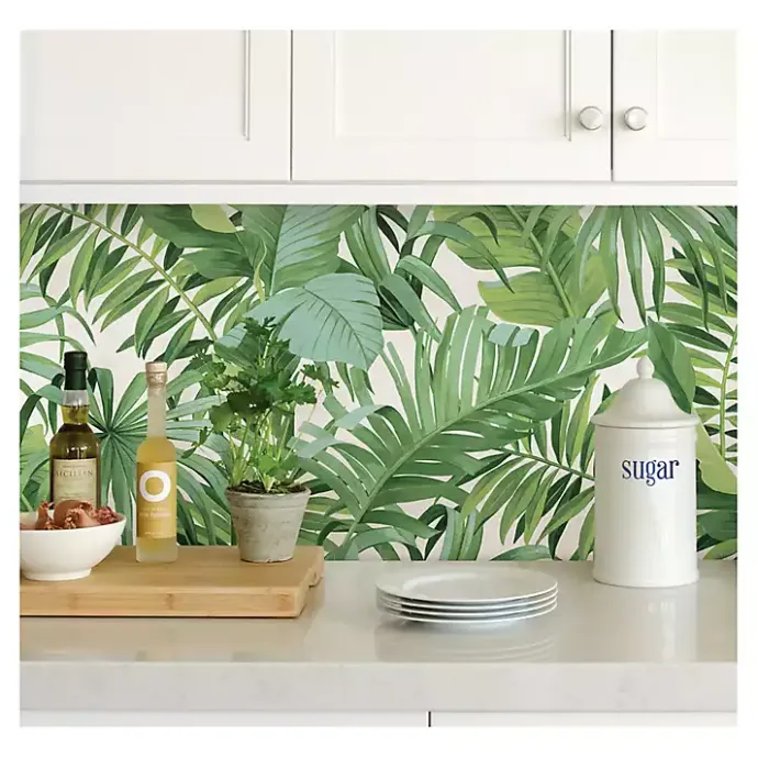 Discount Kirklands Home Tropical Leaves Peel & Stick Wallpaper Green
