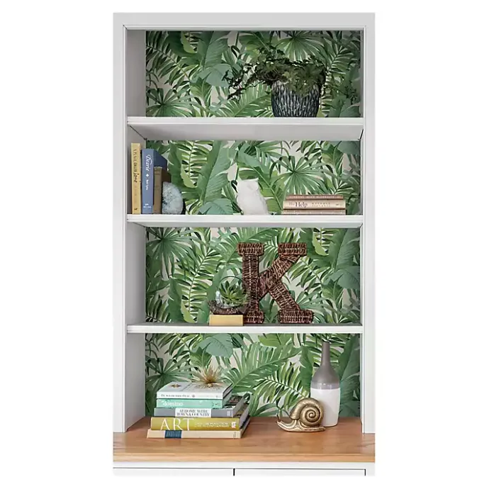 Discount Kirklands Home Tropical Leaves Peel & Stick Wallpaper Green