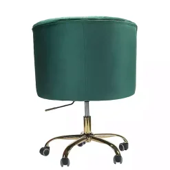 New Kirklands Home Velvet Tufted Golden Leg Swivel Office Chair Green