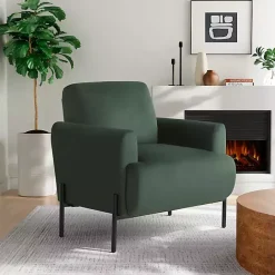Kirklands Home Velvet Upholstered Knox Accent Chair Green