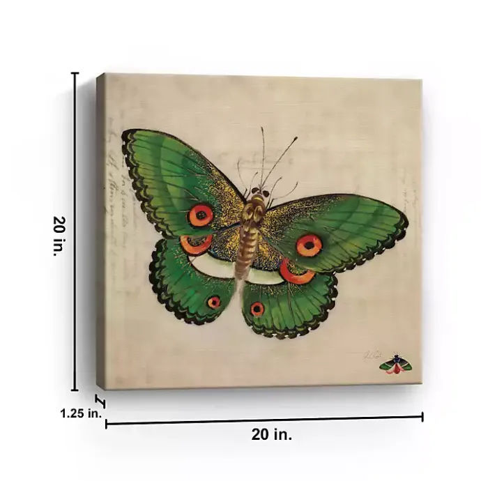 Hot Kirklands Home Green Vintage Butterfly Canvas Art Print