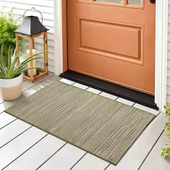 Kirklands Home Woven Lines Indoor/Outdoor Accent Rug, 2x2 Green