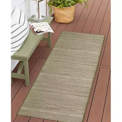 Clearance Kirklands Home Woven Lines Indoor/Outdoor Runner, 1x4 Green