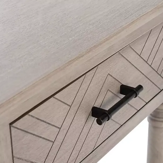 Discount Kirklands Home Greige Chevron 2-Drawer Console Table Gray