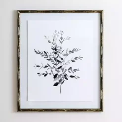 Discount Kirklands Home Greige Leaves II Bamboo Frame Art Print