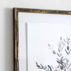 Discount Kirklands Home Greige Leaves II Bamboo Frame Art Print
