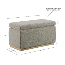 Best Kirklands Home Greige Sherpa & Pine Rectangle Storage Ottoman
