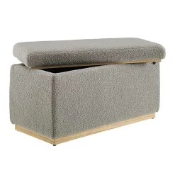 Best Kirklands Home Greige Sherpa & Pine Rectangle Storage Ottoman