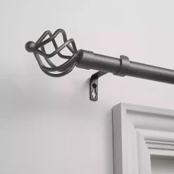 Kirklands Home Gunmetal Adjustable Torch Curtain Rod, 120 in. Gray