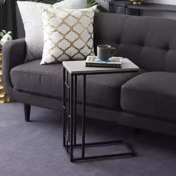 Sale Kirklands Home Gunmetal Black Geometric Metal C-Table Brown