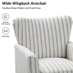 Online Kirklands Home Gustaf Gray Striped Armchair