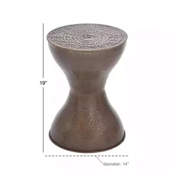 New Kirklands Home Hammered Bronze Iron Hourglass Accent Table Brown