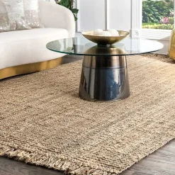 Clearance Kirklands Home Hand Woven Chunky Loop Natural Jute Area Rug, 5x7 Tan
